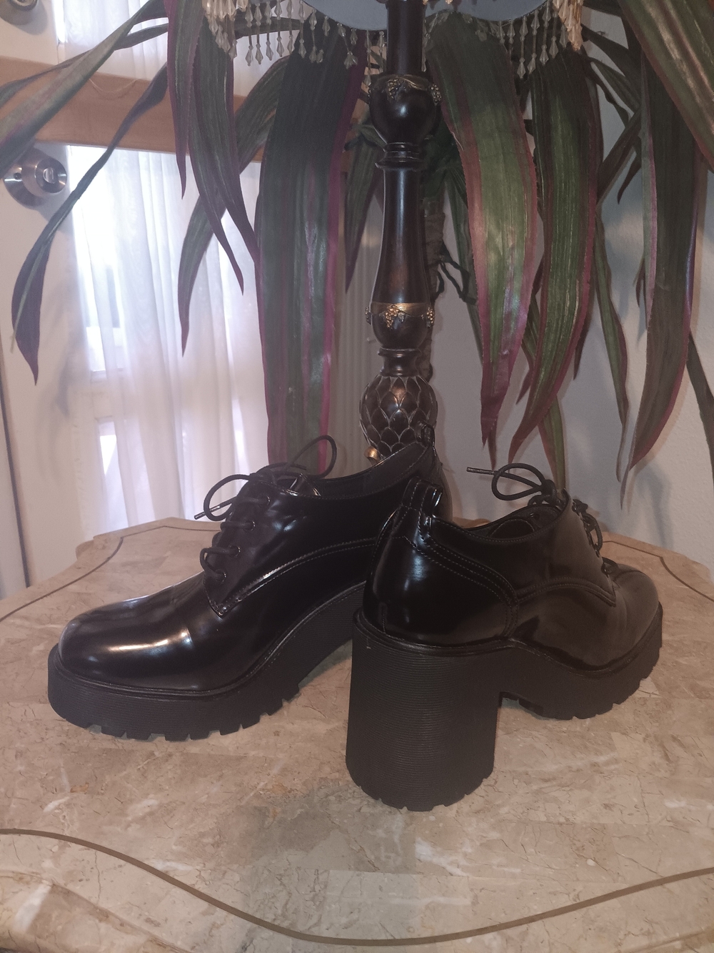 Arizona Jean Co.Black Chunky Heel Lace-Up Shoes